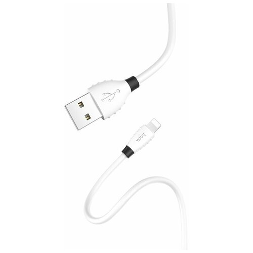 Кабель USB - Apple 8 pin HOCO X27 Excellent, 1.2м, круглый, 2.4A, силикон, цвет белый кабель usb 8 pin hoco x27 excellent 1 2м 2 4a цвет чёрный