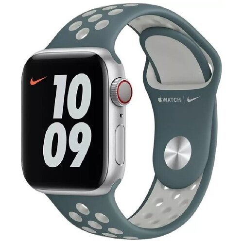 Ремешок силиконовый Hasta/Light Silver Nike Sport Band (Серо-зелёный/Серебристый) Apple Watch 40mm (38mm; 41mm) MJ6G3ZM/A