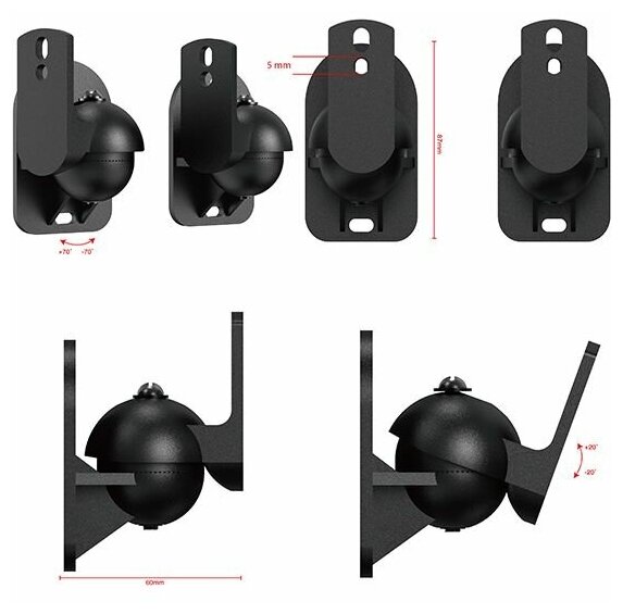 Комплект настенных креплений для колонок Uniteki SMP1604B (чёрный)