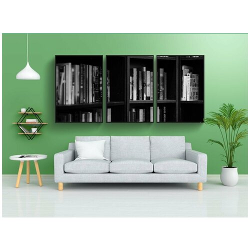 фото Набор модулных постеров для интерьера "книжные полки, библиотека, книги" 60x90 см. в тубусе, без рамки lotsprints