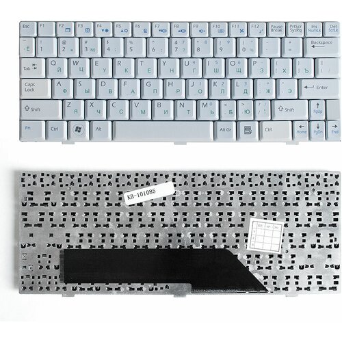 Клавиатура для ноутбука MSI Wind U90 U100 U110 U115 U120 U123 Series Плоский Enter Белая без рамки PN V022322BS1 877₽