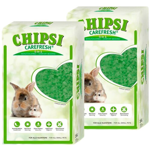 Chipsi CareFresh Forest Green наполнитель-подстилка натуральный на бумажной основе для мелких домашних животных и птиц зеленый (14 + 14 л)