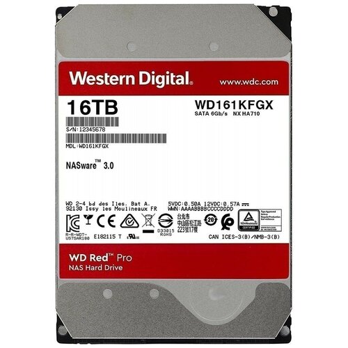 фото Жесткий диск sata 16tb 6gb/s 512mb red pro wd161kfgx wdc western digital
