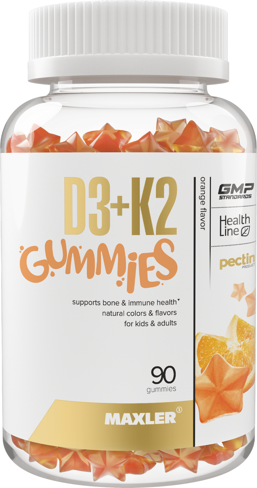 Maxler D3+K2 Gummies, 90 шт., апельсин