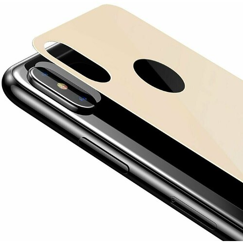 Защитное стекло на заднюю панель iPhone XS 5.8 Full coverage curved tempered 0.3mm Baseus Gold защитное стекло на заднюю панель iphone xs max 6 5 full coverage curved tempered 0 3mm baseus white