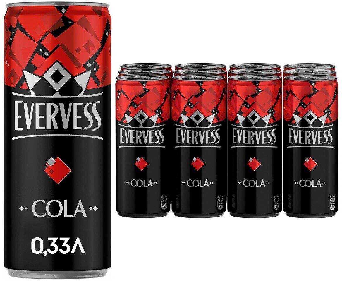 Напиток газированный Evervess Кола 0,33л X12 - фотография № 6