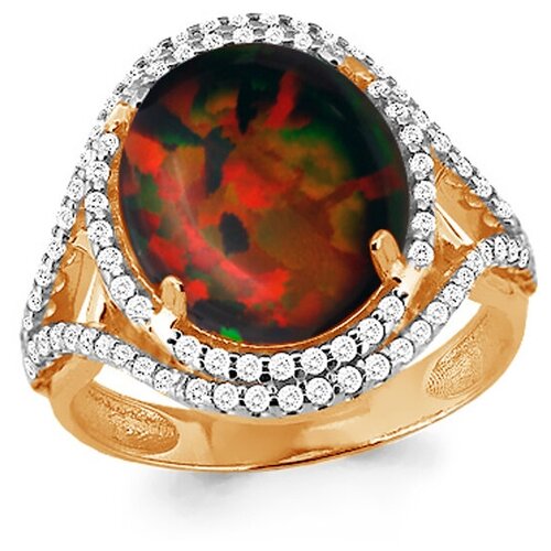 фото Кольцо из золочёного серебра aquamarine а6549087а-п с фианитом и опалом diamant-online