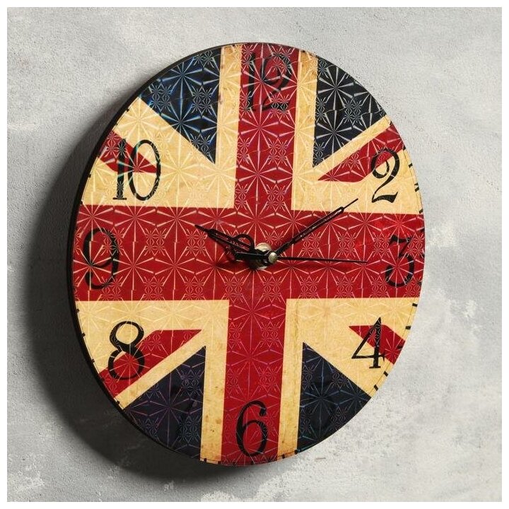 Часы настенные "Британский флаг", плавный ход, 23.5 х 23.5 см 5470269