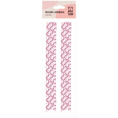 Наклейки акриловые MESHU Pink line, 25x7,8см, стразы, 500 наклеек, инд. уп, европодвес, 20 уп. (MS_36652)