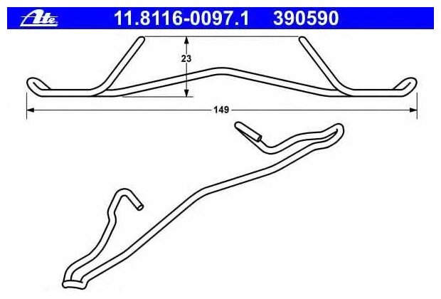 Пружина крепления торм. колодок OPEL VECTRA 1.6I, 1.6i 16v, 1.7 td ATE 11.8116-0097.1 | цена за 1 шт