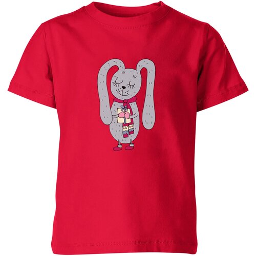 мужская футболка милый заяц с подарком s синий Футболка Us Basic, размер 6, красный