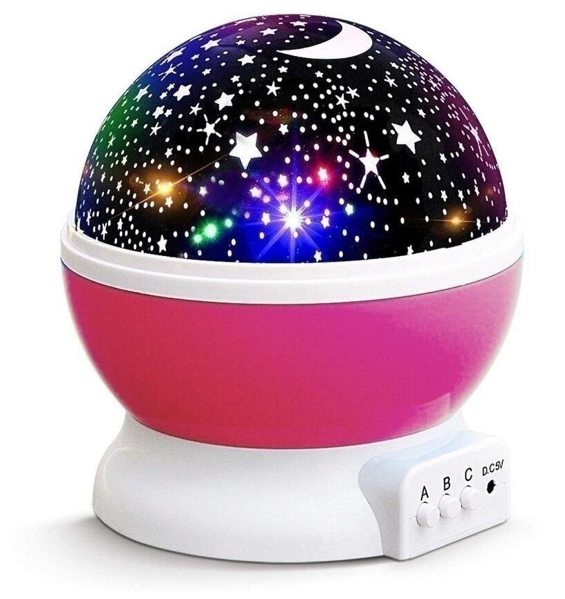 Ночник проектор для детской Звездное небо светильник Star master калейдоскоп на потолок звездочки розовый