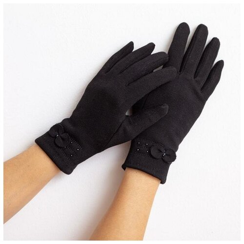 фото Перчатки женские "бантик", размер 18, цвет чёрный minaku