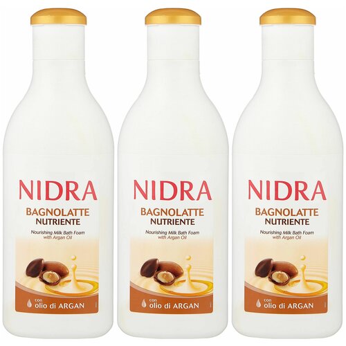 Nidra Пена-молочко для ванны питательная, с аргановым маслом, 750 мл 3 штуки /