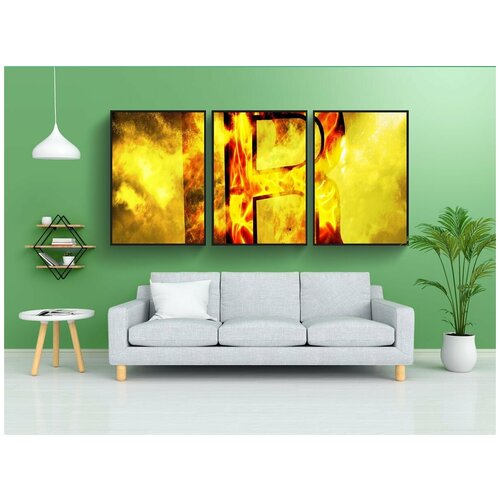 фото Набор модулных постеров для интерьера "письмо, r, огонь" 60x90 см. в тубусе, без рамки lotsprints