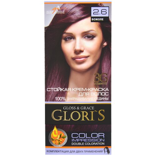 Glori's Gloss  & Grace стойкая крем-краска для волос Color Impression, 2.6 божоле