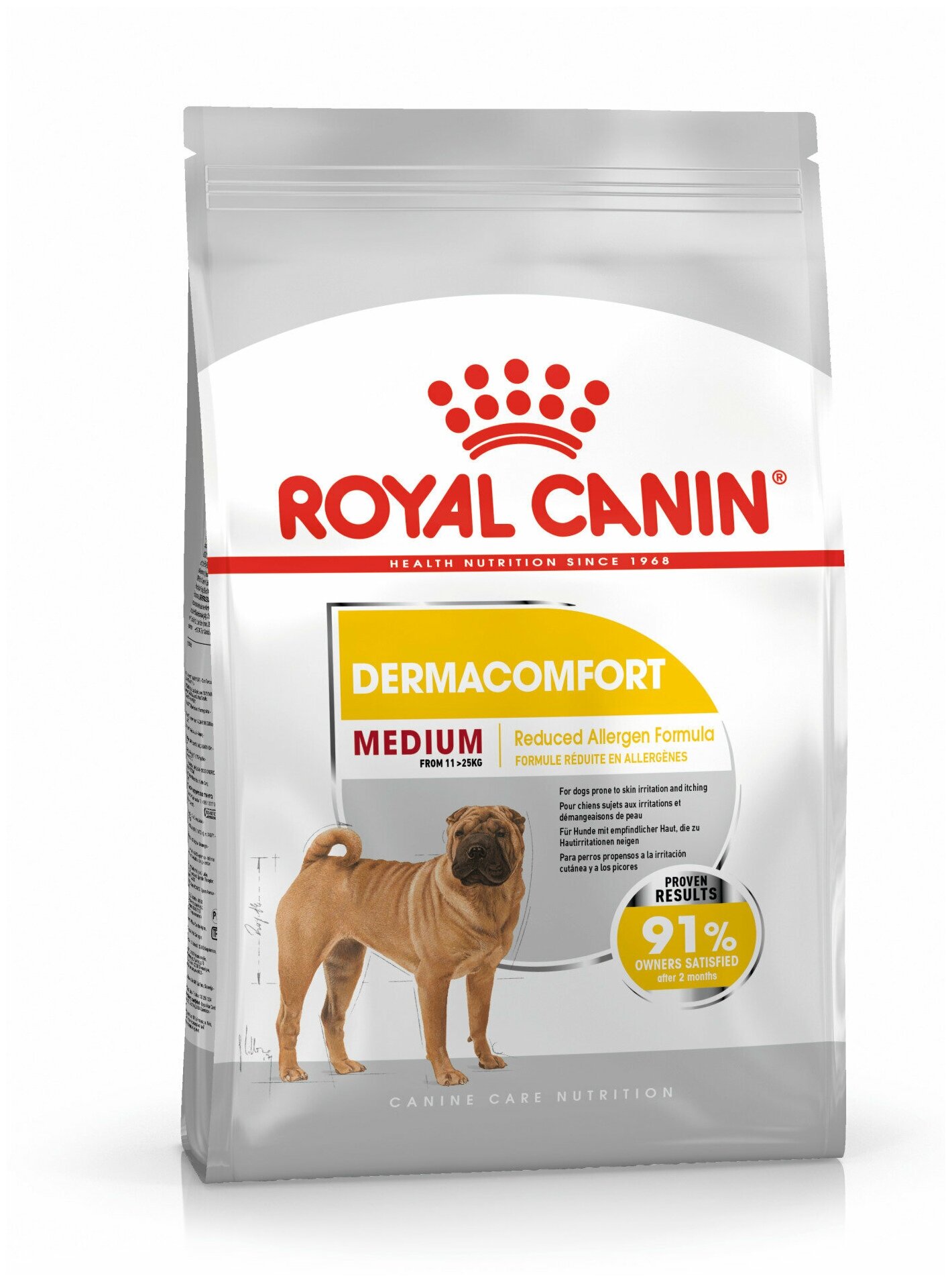 Корм сухой ROYAL CANIN MEDIUM DERMACOMFORT корм для собак средних пород склонных к кожным раздражениям и зуду 3 кг х 3 шт