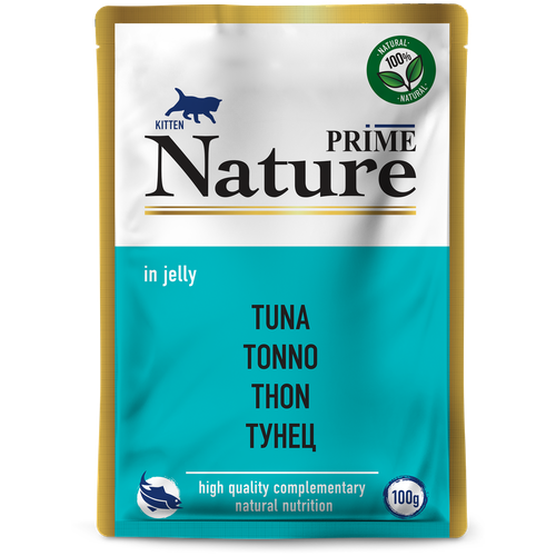 Prime Nature влажный корм для котят, тунец в желе (24шт в уп) 100 гр