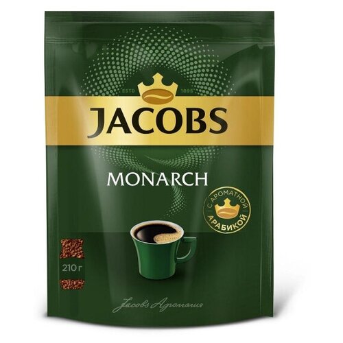 Кофе Jacobs Monarch натуральный растворимый сублимированный, пакет, 210г