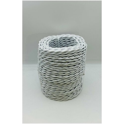 Электрический ретро провод / силовой кабель EDISEL 2х2,5 мм, ПРВ, цвет Белый шелк