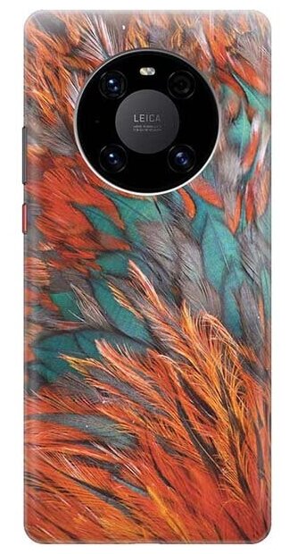 Ультратонкий силиконовый чехол-накладка для Huawei Mate 40 Pro с принтом "Разноцветные перья"