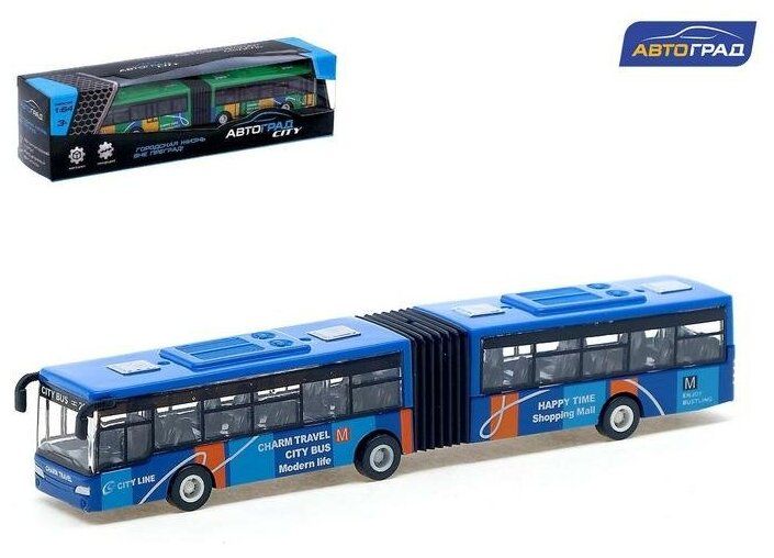 Автобус металлический ТероПром 7056244 «Городской транспорт», инерционный, масштаб 1:64, цвет синий
