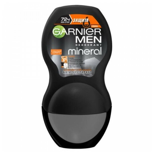 L'oreal (Лореаль) Антиперспирант-ролик мужской Garnier Mineral Защита 6 Очищающая Моринга 50 мл