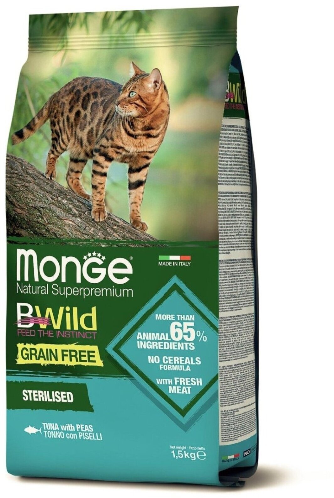 Сухой корм для кошек Monge BWild Grain Free с тунцом и горохом для стерилизованных 1,5 кг - фото №15