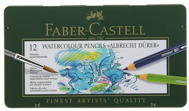 Карандаши акварельные Faber-Castell Albrecht D?rer набор цветов в металлической коробке 12 шт. - фото №15