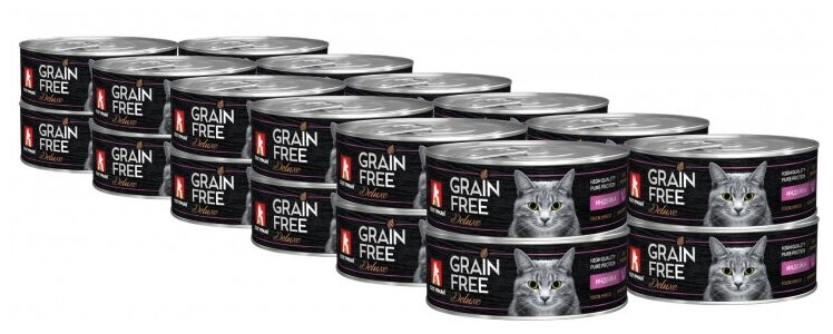 Зоогурман Grain Free консервы для кошек Индейка 100г (24штуки)