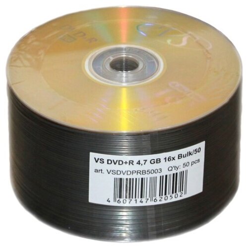 Диск VS DVD+R 4,7 GB 16x Bulk/50 диск dvd r vs dvd r 4 7gb 16x bulk 50