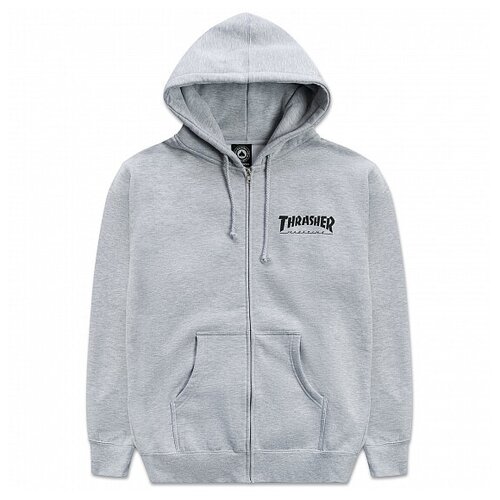 фото Толстовка thrasher logo zip hood 2022 grey