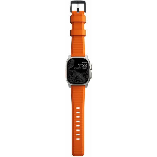 Спортивный ремешок Nomad Rugged Band для Apple Watch 42, 44, 45 и 49 мм (Ультраоранжевый, серебристая пряжка (ограниченное издание) / Ultra Orange, silver buckle (Limited Edition))