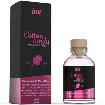 59536 Intt Massage Gel Cotton Candy, 30 мл. Массажный гель с ароматом сладкой ваты и согревающим эффектом