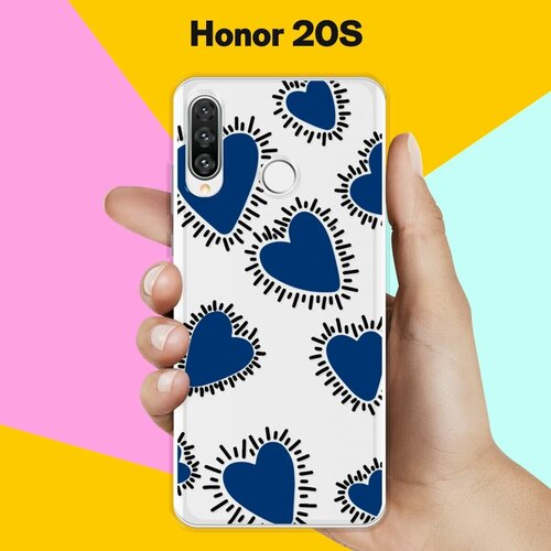 Силиконовый чехол на Honor 20S Синий сердца / для Хонор 20С силиконовый чехол сердца на honor 20s