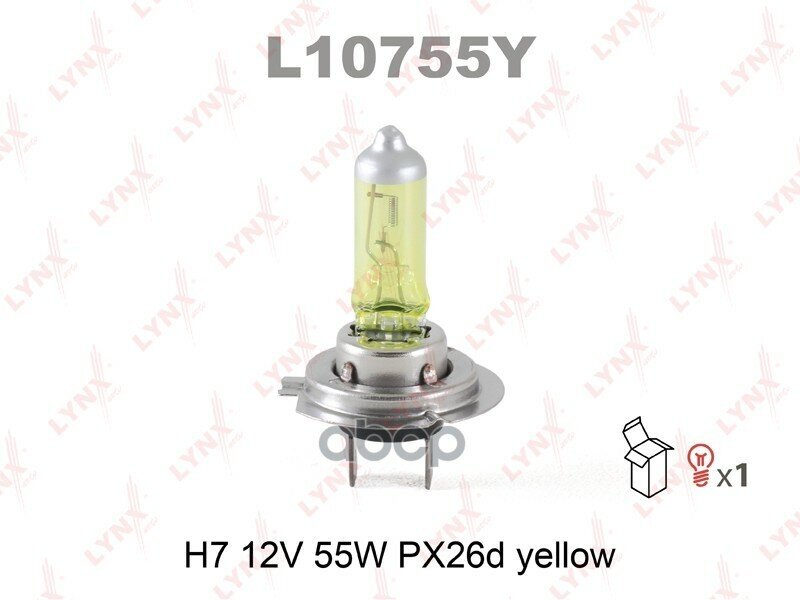 Лампа Галогеновая H7 12V 55W Px26d Yellow L10755y LYNXauto арт. L10755Y