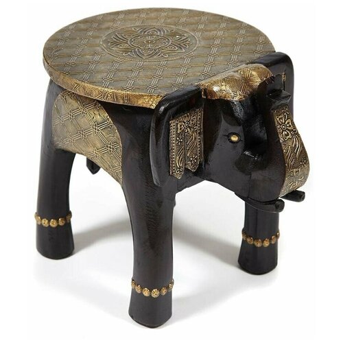 Столик Secret De Maison GOLDEN SLON ( mod. ND-006), дерево манго/латунная чеканка, 40х30х31 см, этническая роспись