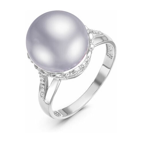 фото Кольцо diamant online, серебро, 925 проба, жемчуг swarovski синтетический, фианит, размер 20