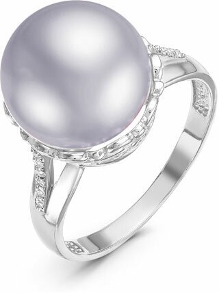 Кольцо Diamant online, серебро, 925 проба, жемчуг Swarovski синтетический, фианит