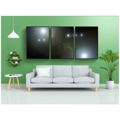 фото Набор модулных постеров для интерьера "тьма, свет, боке" 60x90 см. в тубусе, без рамки lotsprints