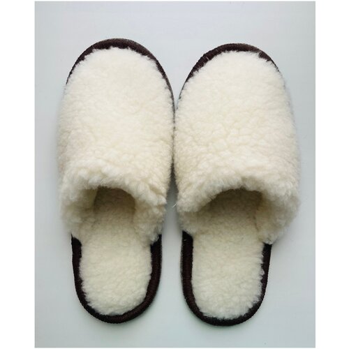 Тапочки Fegen, овчина, натуральный мех, размер 41, бежевый, белый