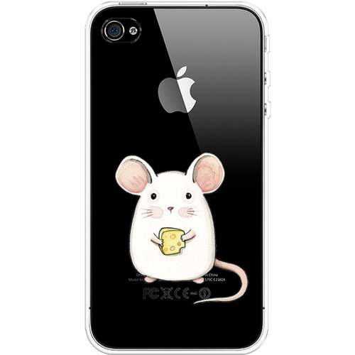 Силиконовый чехол на Apple iPhone 4/4S / Айфон 4/4S Мышка, прозрачный силиконовый чехол на apple iphone 4 4s айфон 4 4s пальмовые ветви арт прозрачный