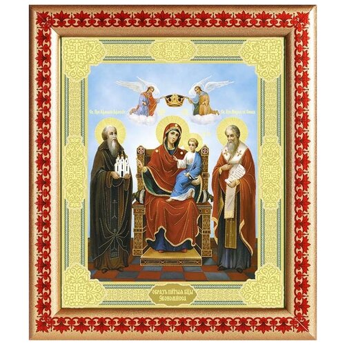 Икона Божией Матери Экономисса, рамка с узором 21,5*25 см иверская икона божией матери рамка с узором 21 5 25 см