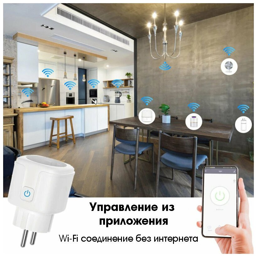 Умная WIFI розетка (1 гнездо,16А) Яндекс Алиса, Smart Life, Tuya Smart, Amazon Alexa, Google Assistant. Яндекс Алиса - фотография № 6