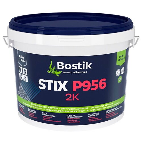Клей для ПВХ, паркета и каучуковых напольных покрытий Bostik Stix P956 2K PU 8 кг клей bostik tarbicol pu 2k 10 кг