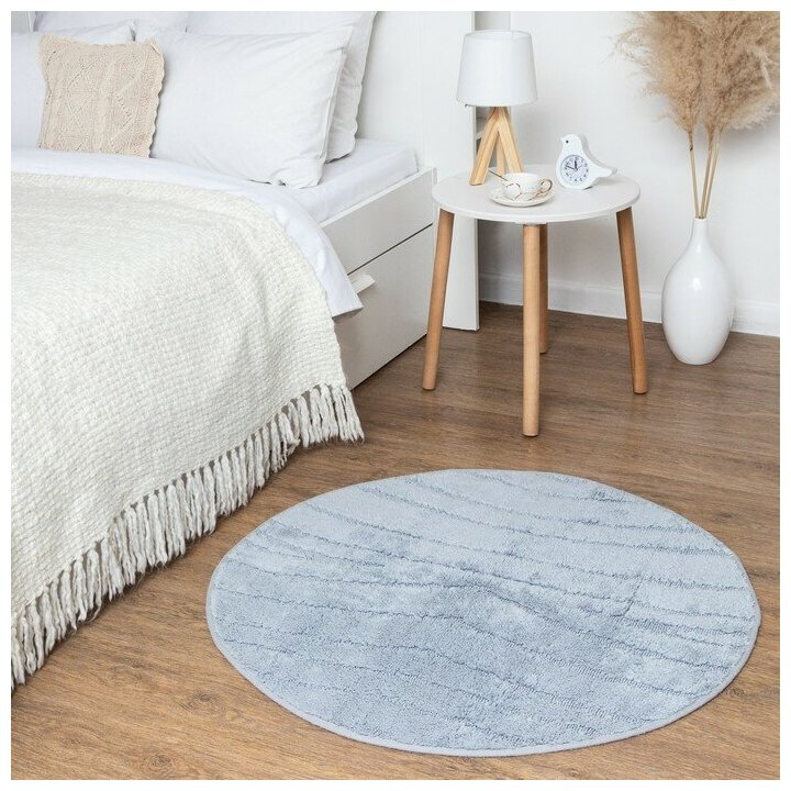 фото Ковер Этель "Estetic" Ø 100 см, серый, 70% хлопок, 30% п/э, 1500 г/м2