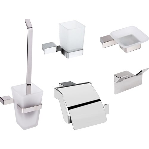 Набор DECOR BANYO SS 304 Мыльница + Стакан + Ершик + Держатель туалетной бумаги + Крючок