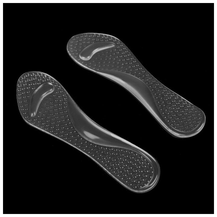 Полустельки с супинатором, амортизирующие, массажные, на клеевой основе, силиконовые, 20,5 × 7 см, пара, цвет прозрачный
