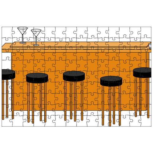 фото Магнитный пазл 27x18см."алкоголь, бар, барный стул" на холодильник lotsprints