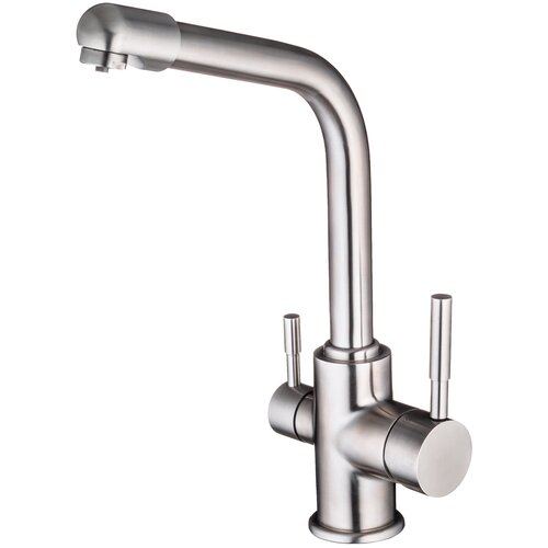 Смеситель для кухни с отдельным каналом для фильтрованной воды, полированная нержавеющая сталь, L11026